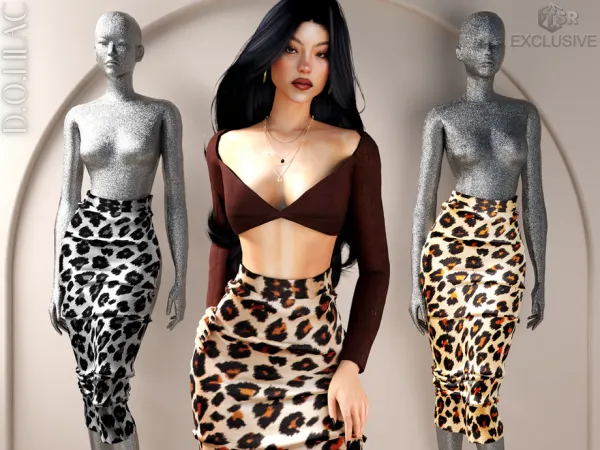 Alpha Animal Printed Midi Skirt DO0734 by DOLilac - The Sims 4 Custom Content