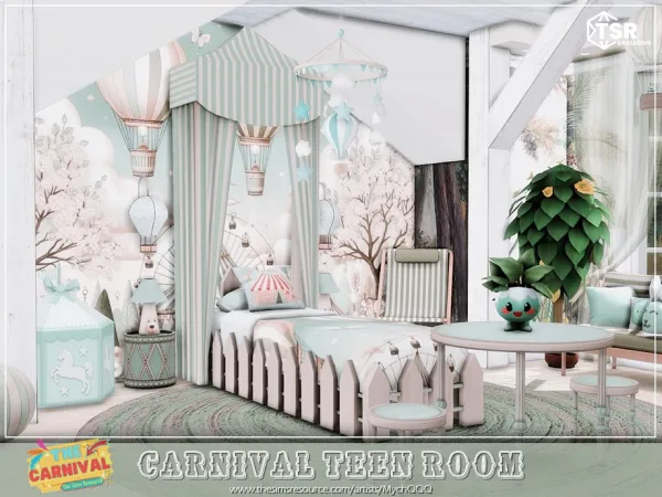 Mix Carnival Teen Room by MychQQQ - The Sims 4 Custom Content