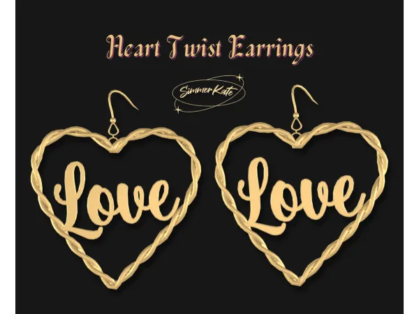 Mix Heart Twist Earrings - The Sims 4 Custom Content