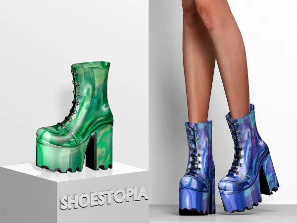 Alpha Shoestopia Chromatica Platform Boots - The Sims 4 Custom Content