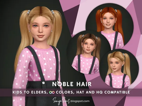 Alpha NOBLE HAIR KIDS (VERSION A FRONT STRANDS) - The Sims 4 Custom Content