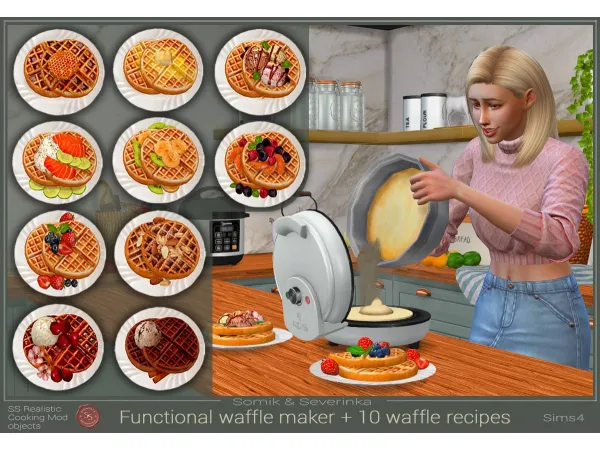 Alpha Functional Waffle Maker severinka by somik - The Sims 4 Custom Content