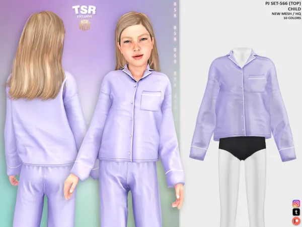 Alpha ChildF PJ SET 566 (TOP) BD1458 tr by busra - The Sims 4 Custom Content