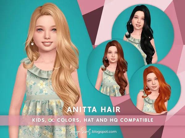 Alpha SonyaSims Anitta Hair KIDS - The Sims 4 Custom Content