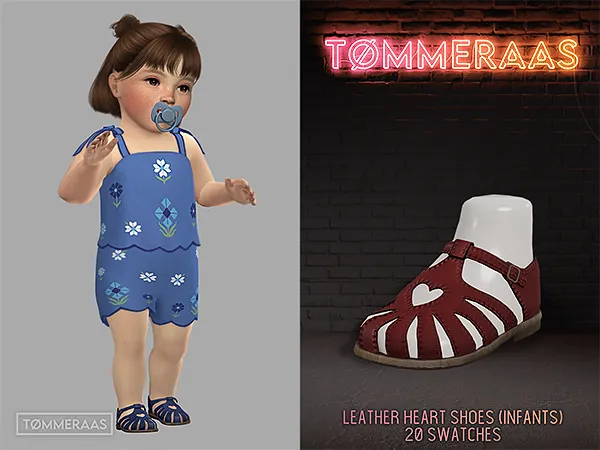 Alpha Tu00d8MMERAAS Leather Heart Shoes for Infants (88) - The Sims 4 Custom Content