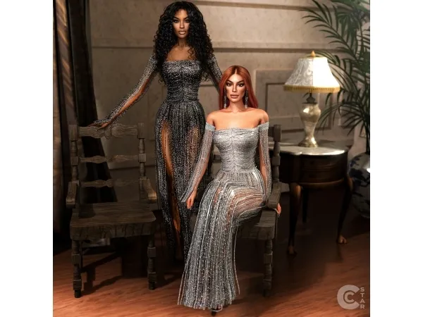 Alpha Fairytale Off shoulder Dress - The Sims 4 Custom Content