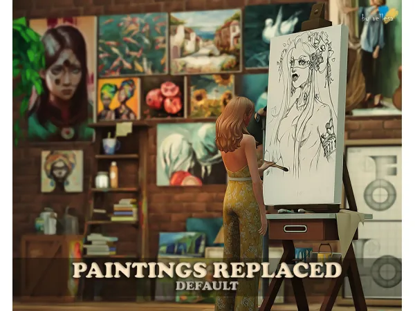 Mix Default Paintings Replaced Easel Tablet by vellesa - The Sims 4 Custom Content