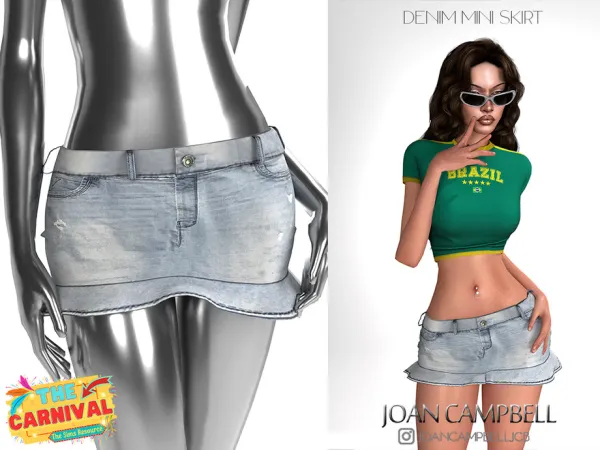 Alpha DENIM MINI SKIRT by Joan_Campbell_Beauty_ - The Sims 4 Custom Content