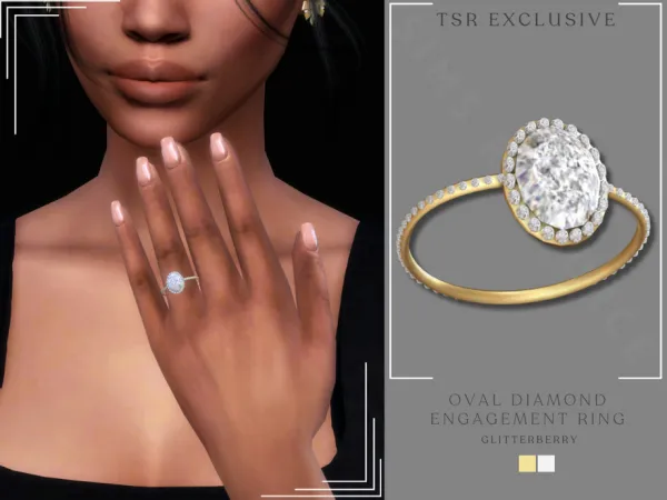 Alpha Oval Diamond Engagement Ring by Glitterberryfly - The Sims 4 Custom Content