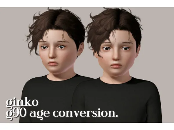 Sims 3 Alpha Kids Male Hairstyles CC: ginko g90 age conversion. by shellsea