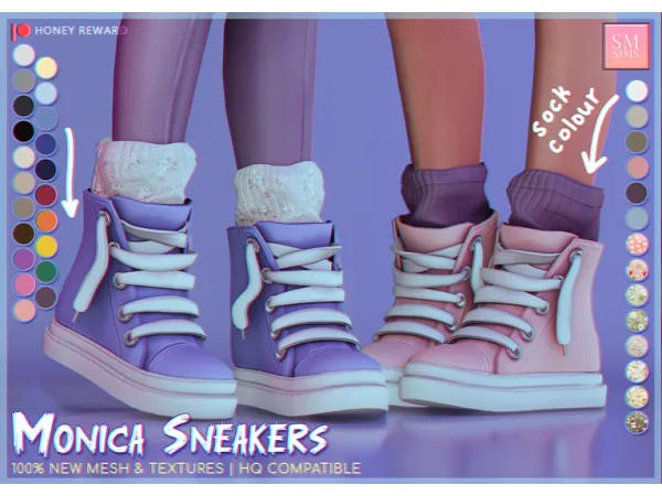 Mix HONEY Monica Sneakers by SMSims - The Sims 4 Custom Content
