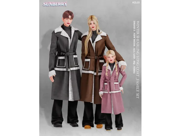 Alpha [SUNBERRY] GIFT 2501 Shearling Coat Family Se - The Sims 4 Custom Content