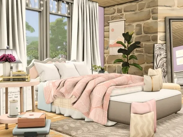Maxis Match Pinkish Bloom Bedroom - The Sims 4 Custom Content