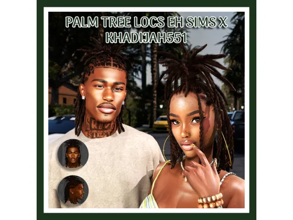 Alpha PALM TREE LOCS EH SIMS X KHADIJAH551 - The Sims 4 Custom Content