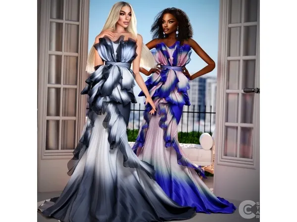 Alpha Layered Tulle Gown - The Sims 4 Custom Content