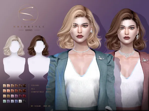 Alpha Vintage short hairstyle 020325 Club by S - The Sims 4 Custom Content