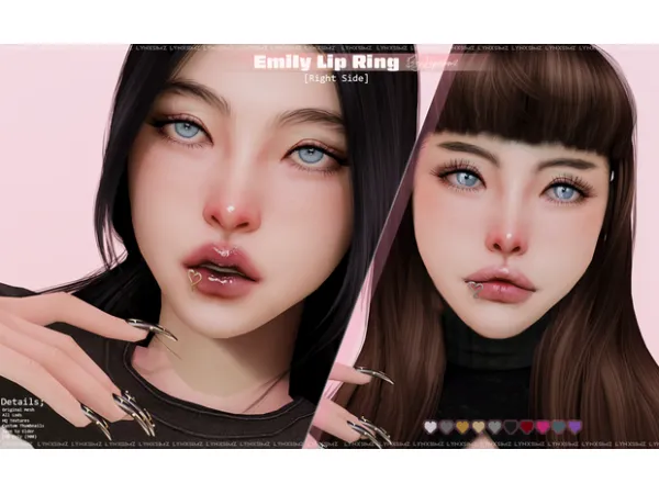 Alpha Emily Lip Ring by Lynxsimz - The Sims 4 Custom Content