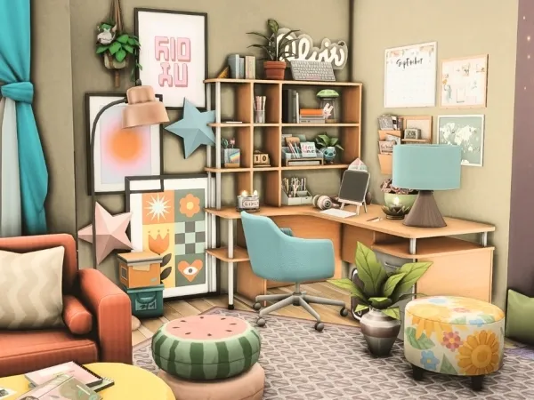 Maxis Match Cute Office Room - The Sims 4 Custom Content