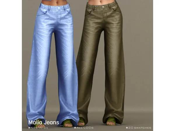 Mix [Belaloallure] Malia denim pants - The Sims 4 Custom Content