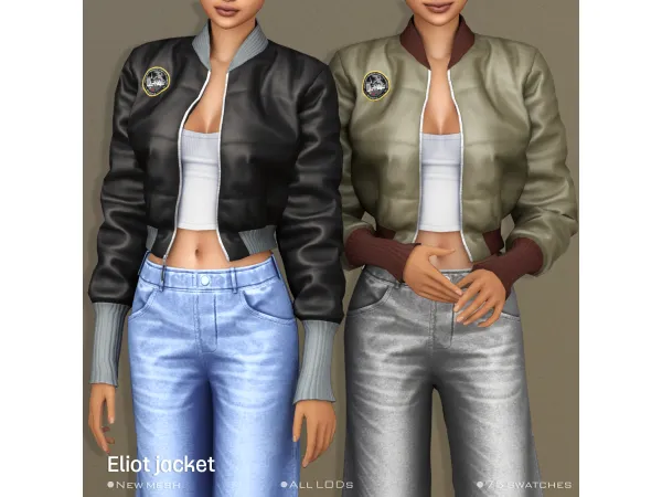 Mix [Belaloallure] Eliot bomber jacket - The Sims 4 Custom Content