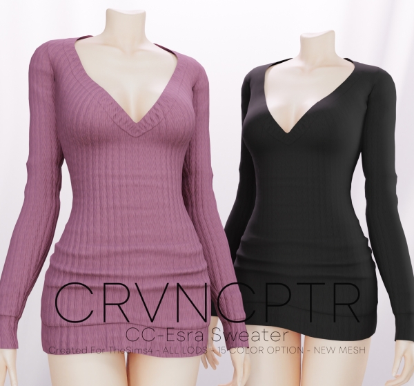 Alpha Esra Sweater by carvin_captoor - The Sims 4 Custom Content