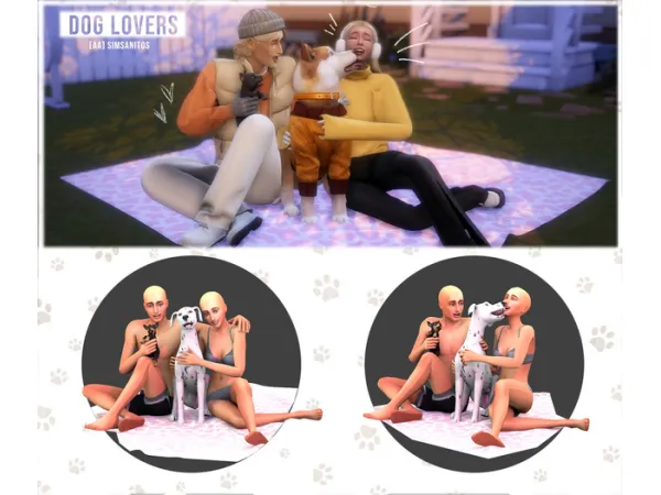 Mix [AA] DOG LOVERS POSE PACK by simsanitos - The Sims 4 Custom Content