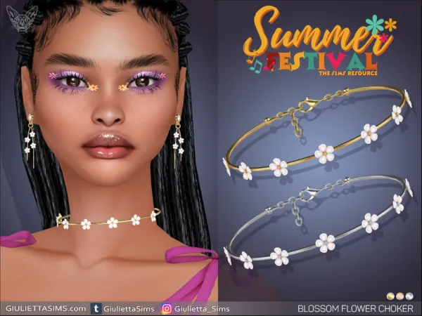 Alpha Blossom Flower Choker - The Sims 4 Custom Content