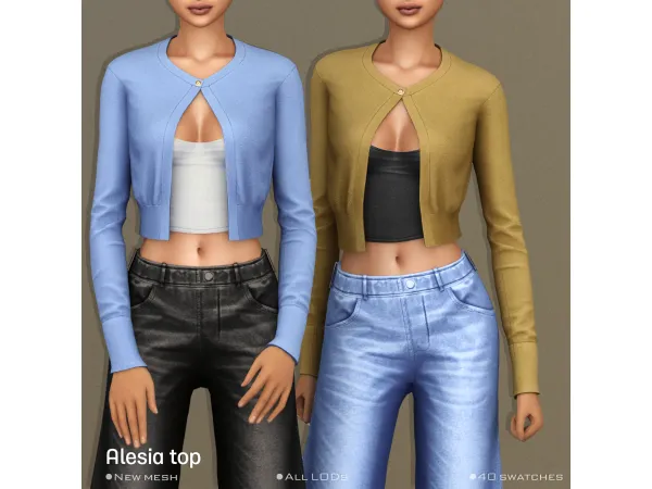 Mix [Belaloallure] Alesia cardigan top - The Sims 4 Custom Content