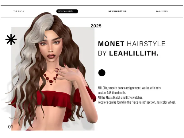 Maxis Match Monet Hairstyle by leahlillith - The Sims 4 Custom Content