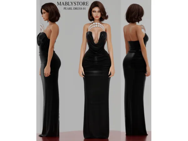 Alpha PEARL GOWN by mably - The Sims 4 Custom Content