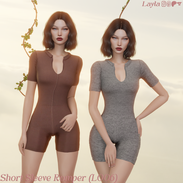 Alpha Layla Short sleeve romper (L006) by layla - The Sims 4 Custom Content