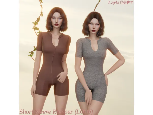 Alpha Layla Short sleeve romper (L006) - The Sims 4 Custom Content