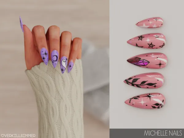 Alpha Michelle nails - The Sims 4 Custom Content