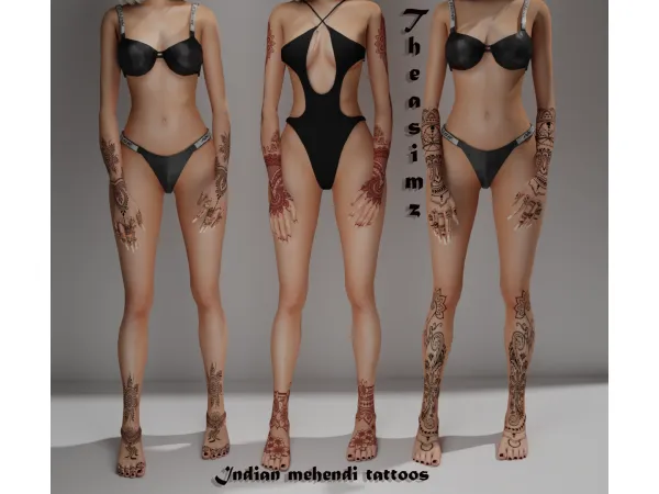 Mix Indian mehendi tattoos by Theasimz - The Sims 4 Custom Content