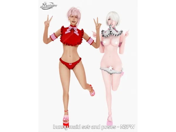 Alpha BUNNY MAID SET AND POSES NSFW - The Sims 4 Custom Content