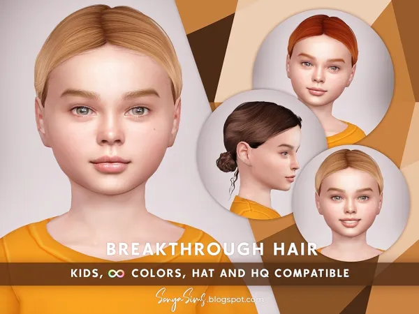Alpha SonyaSims Breakthrough Hair KIDS - The Sims 4 Custom Content
