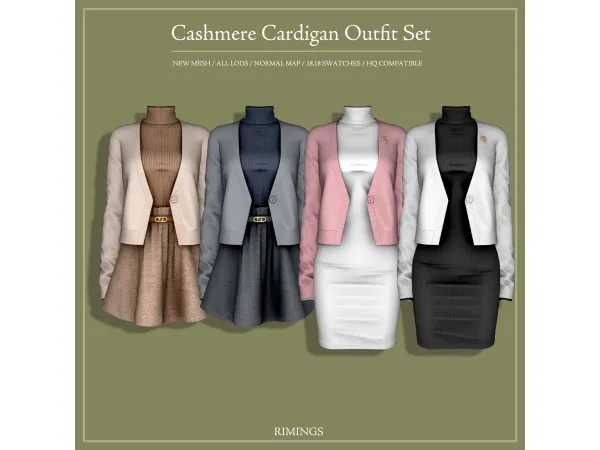 Alpha [RIMINGS] Cashmere Cardigan Outfit Set - The Sims 4 Custom Content