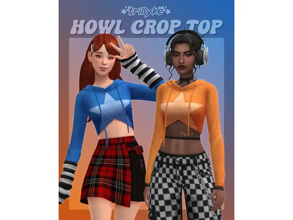 Maxis Match Howl Crop Top by trillyke - The Sims 4 Custom Content