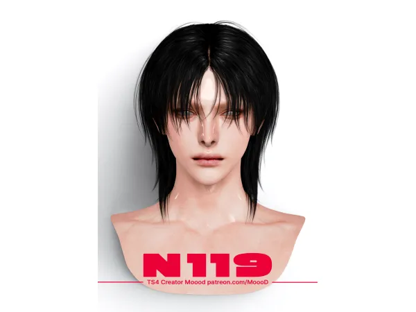 Alpha MoooD Hair N119 - The Sims 4 Custom Content