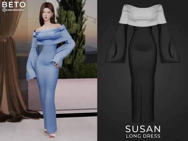 Alpha Susan (Long Dress) by Beto_ae0 - The Sims 4 Custom Content