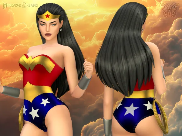 Maxis Match Outfit Diana Prince Mulher Maravilha by mirroreddreamscc - The Sims 4 Custom Content
