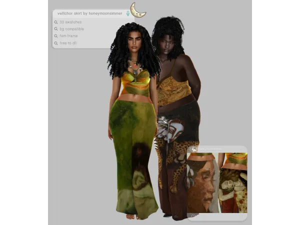 Alpha vellichor skirt by honeymoonsimmer - The Sims 4 Custom Content