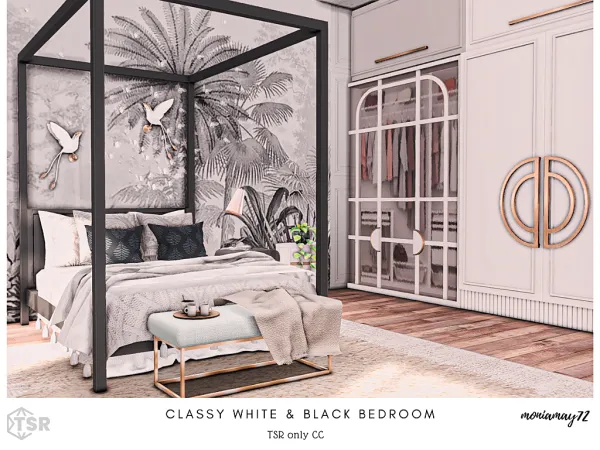 Mix Classy White and Black Bedroom - The Sims 4 Custom Content