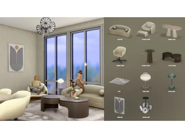 Maxis Match Room of the Day Serenity living room ModCo Studios - The Sims 4 Custom Content