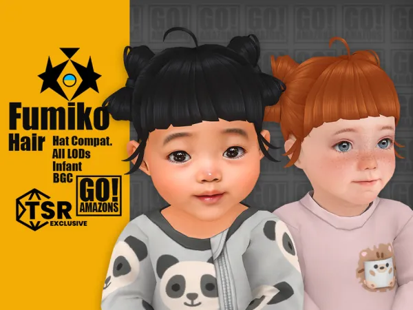 Maxis Match Fumiko Hair by GoAmazons - The Sims 4 Custom Content