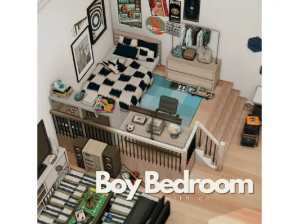 Maxis Match Boy bedroom with by PilarLeonYT - The Sims 4 Custom Content
