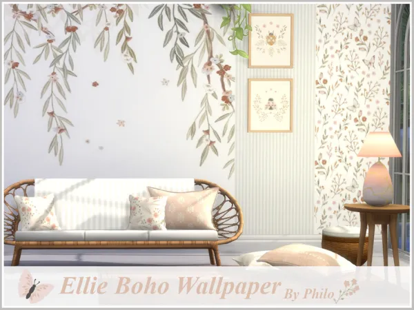 Mix Ellie Boho Wallpaper by philo - The Sims 4 Custom Content