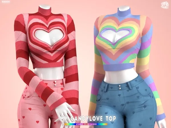 Mix My candy love sweater top brsims by bluerose-sims - The Sims 4 custom content