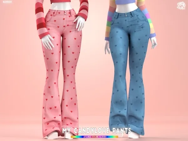 Mix My candy love denim pants brsims - The Sims 4 Custom Content