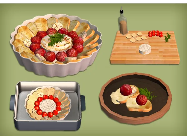 Baked Camembert Burrata and Caprese Salad by jacky93sims - The Sims 2 Custom Content
